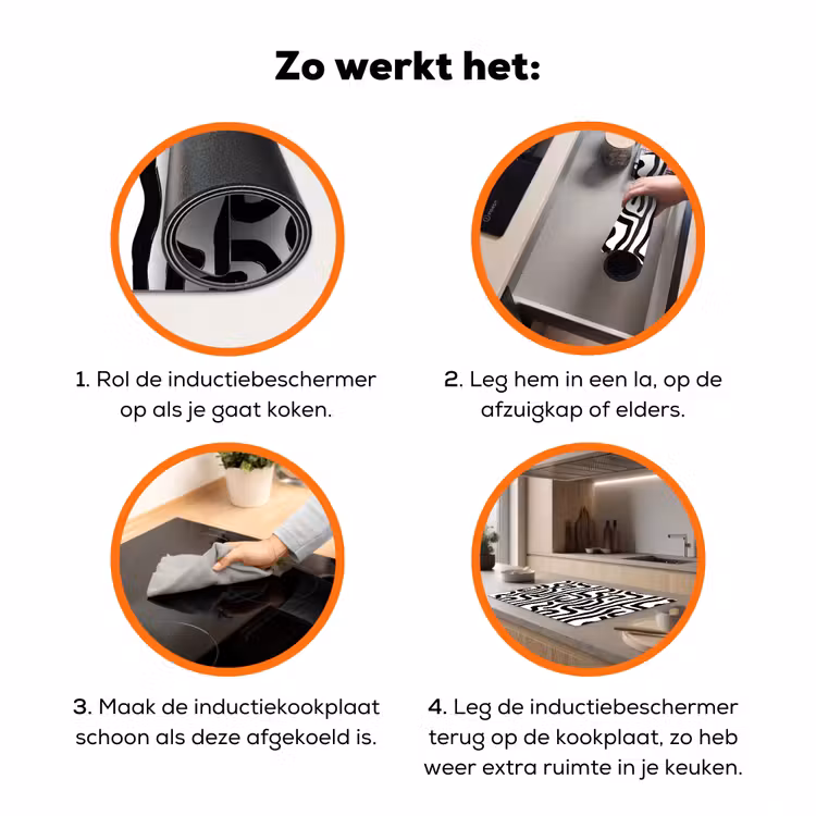 Modern - Lijnen - Zwart Inductie beschermer vinyl 3mm klein 276 -zzzzzzz-td-werking