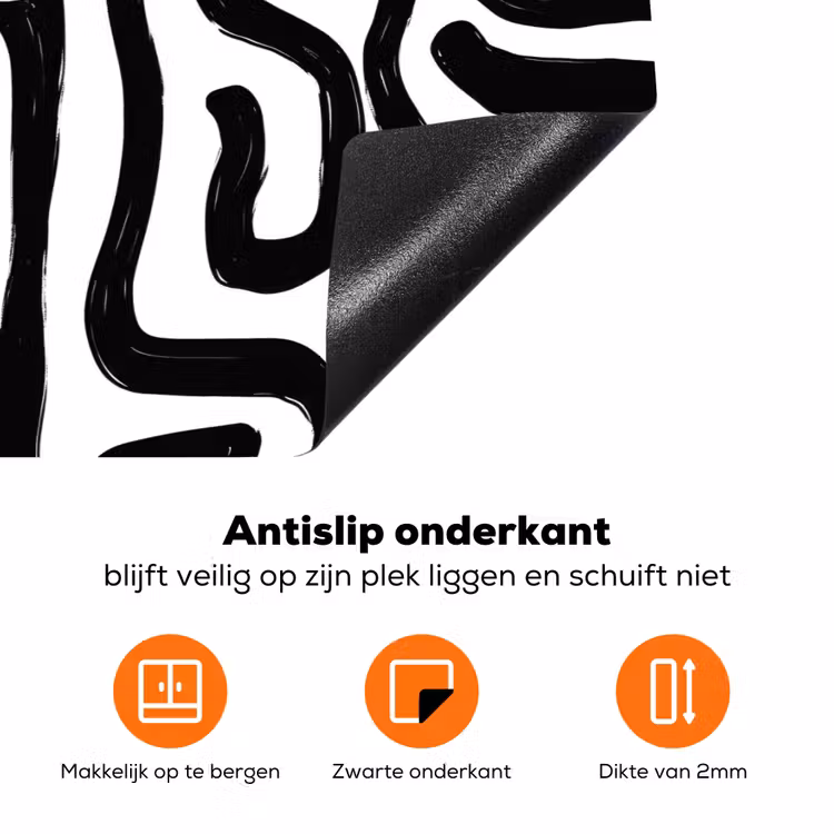 Modern - Lijnen - Zwart Inductie beschermer vinyl 3mm klein 276 -zzzzzzz-td-onderkant