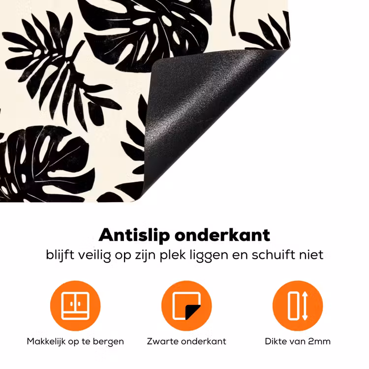 Modern - Monstera - Zwart Inductie beschermer vinyl 3mm klein 276 -zzzzzzz-td-onderkant