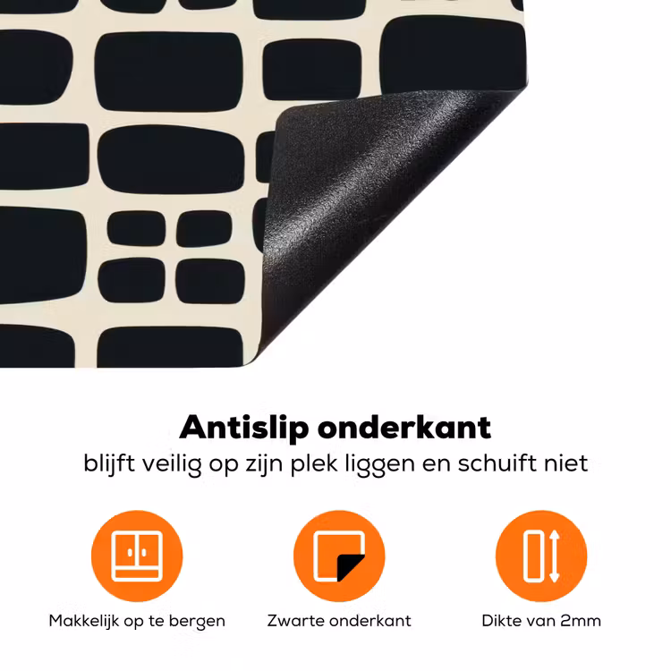 Modern - Organisch - Zwart Inductie beschermer vinyl 3mm klein 276 -zzzzzzz-td-onderkant