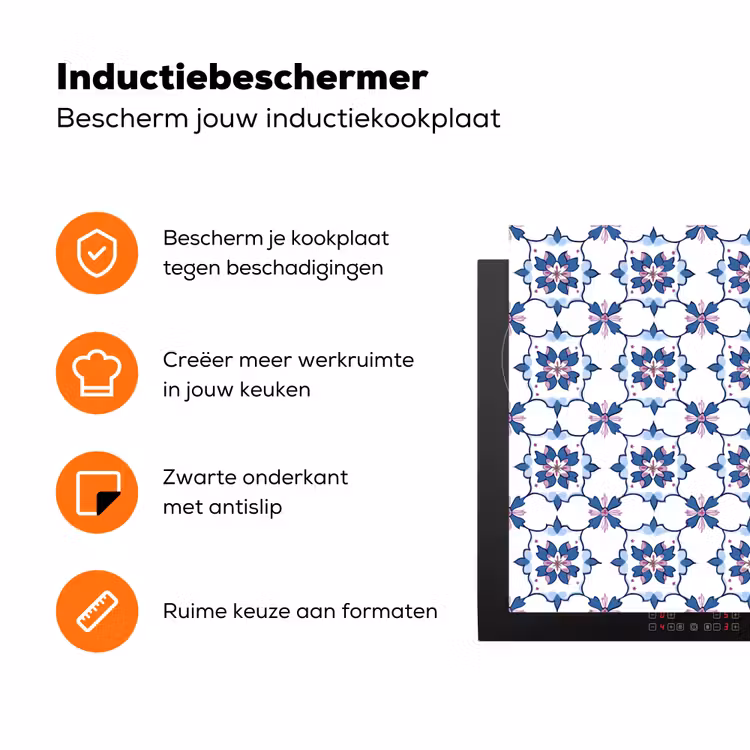 Modern - Patroon - Blauw - Roze Inductie beschermer vinyl 3mm klein 276 -zzzzzzz-td-ups