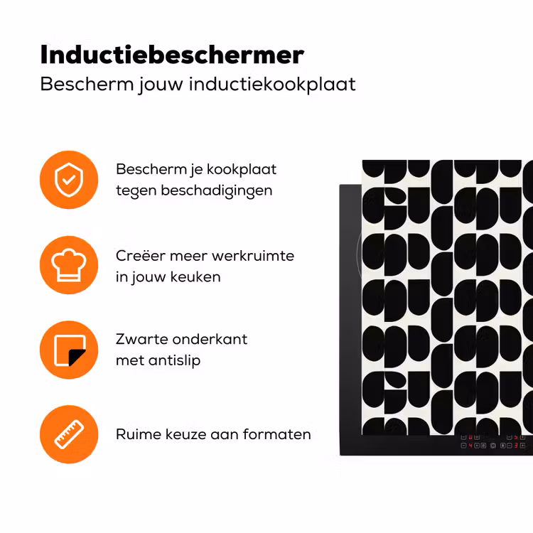 Modern - Patroon - Zwart Inductie beschermer vinyl 3mm klein 276 -zzzzzzz-td-ups