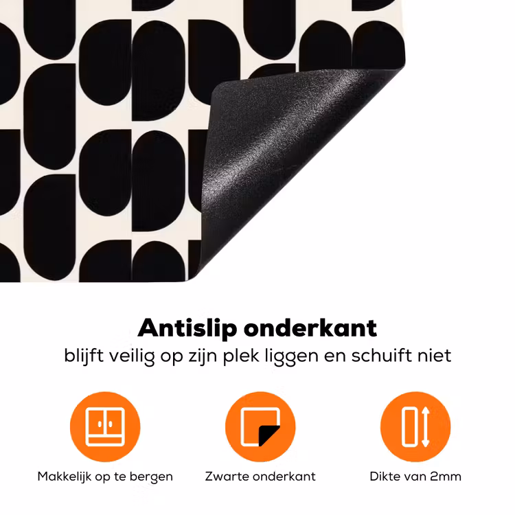 Modern - Patroon - Zwart Inductie beschermer vinyl 3mm klein 276 -zzzzzzz-td-onderkant