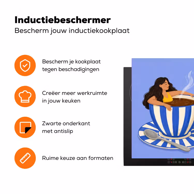 Mok - Koffie - Vrouw - Paars Inductie beschermer vinyl 3mm klein -zzzzzzz-td-ups