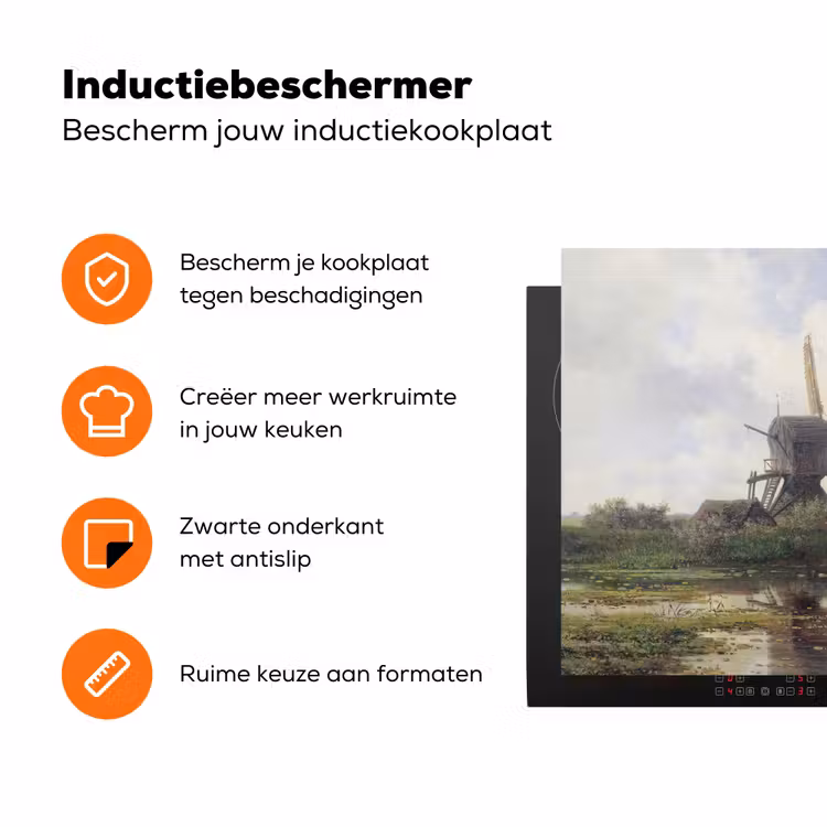 Molen - Willem Roelofs - Oude meesters - Kunst Inductie beschermer vinyl 3mm klein -zzzzzzz-td-ups