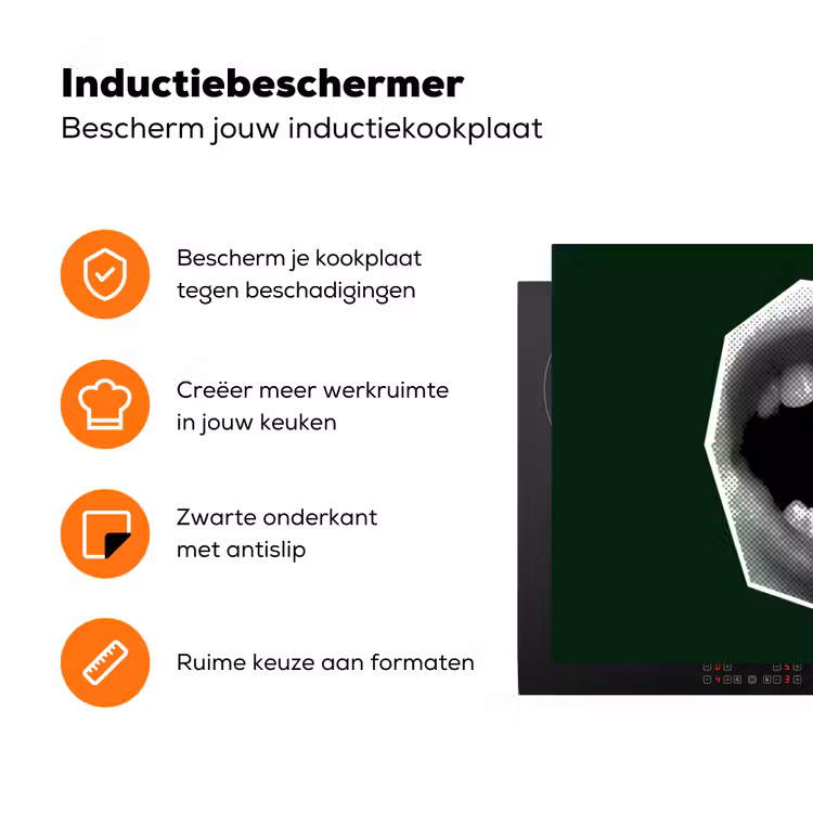 Mond - Groen - Illustratie - BLAH BLAH Inductie beschermer vinyl 3mm klein -zzzzzzz-td-ups
