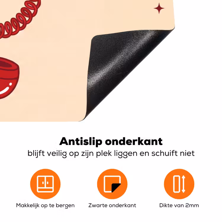 Mond - Telefoon - Popart - Rood - Illustratie Inductie beschermer vinyl 3mm klein -zzzzzzz-td-onderkant
