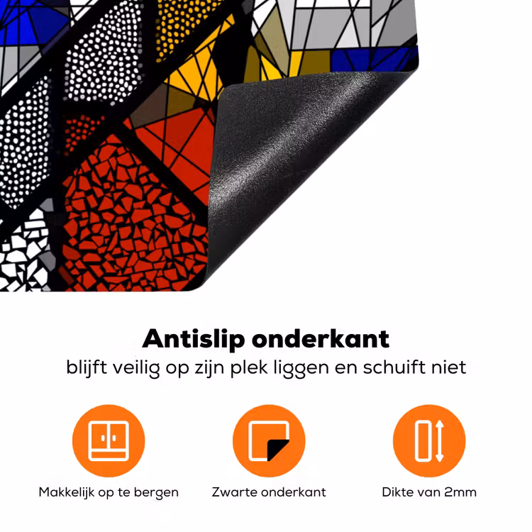Mondriaan - Glas in lood - Oude Meesters - Kunstwerk - Abstract - Schilderij Inductie beschermer vinyl 3mm klein -zzzzzzz-td-onderkant