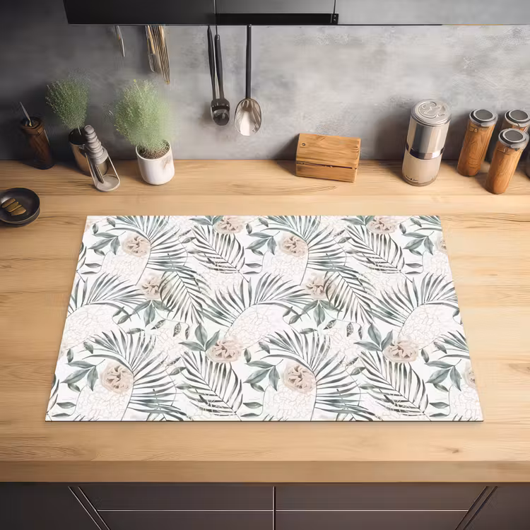 Monstera - Palmblad - Jungle - Tropisch Inductie beschermer vinyl 3mm klein -sfeer5