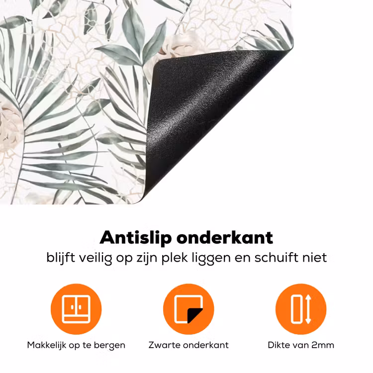 Monstera - Palmblad - Jungle - Tropisch Inductie beschermer vinyl 3mm klein -zzzzzzz-td-onderkant