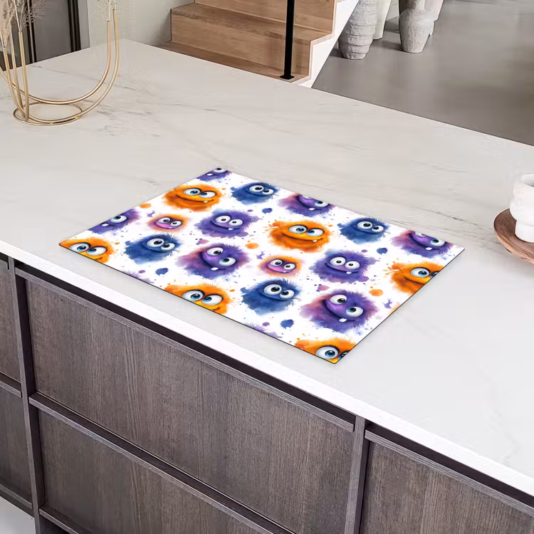 Monstertjes - Aquarel - Kleurrijk Inductie beschermer vinyl 3mm klein 276 -sfeer8