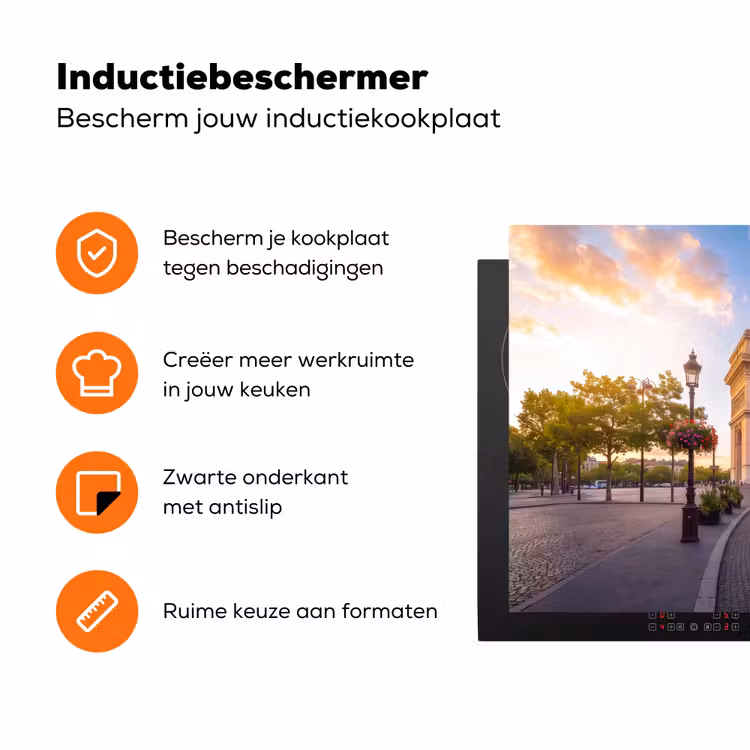Monument - Parijs - Zonsondergang - Architectuur - Goud Inductie beschermer vinyl 3mm klein -zzzzzzz-td-ups