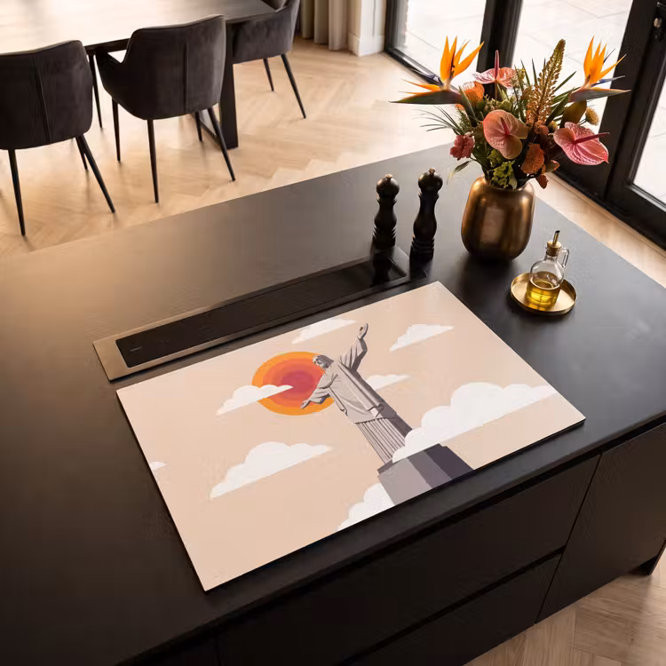 Monument - Stad - Zonsondergang - Minimalistisch - Oranje Inductie beschermer vinyl 3mm klein -sfeer5