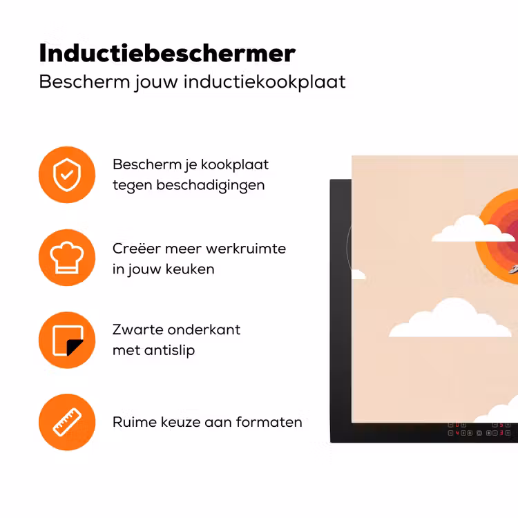 Monument - Stad - Zonsondergang - Minimalistisch - Oranje Inductie beschermer vinyl 3mm klein -zzzzzzz-td-ups