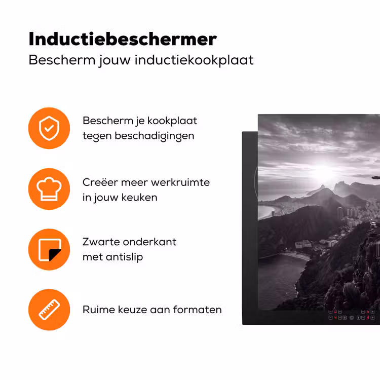 Monument - Stadsgezicht - Landschap - Zwart-wit Inductie beschermer vinyl 3mm klein -zzzzzzz-td-ups