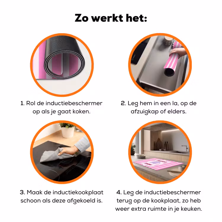 More coffee - Roze - Paars - Strepen - Mok Inductie beschermer vinyl 3mm klein -zzzzzzz-td-werking