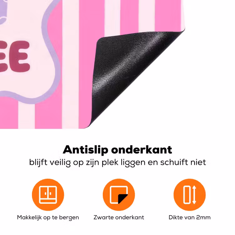 More coffee - Roze - Paars - Strepen - Mok Inductie beschermer vinyl 3mm klein -zzzzzzz-td-onderkant