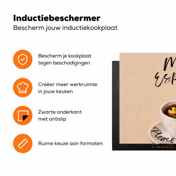 More espresso - Koffie - Eend Inductie beschermer vinyl 3mm klein -zzzzzzz-td-ups