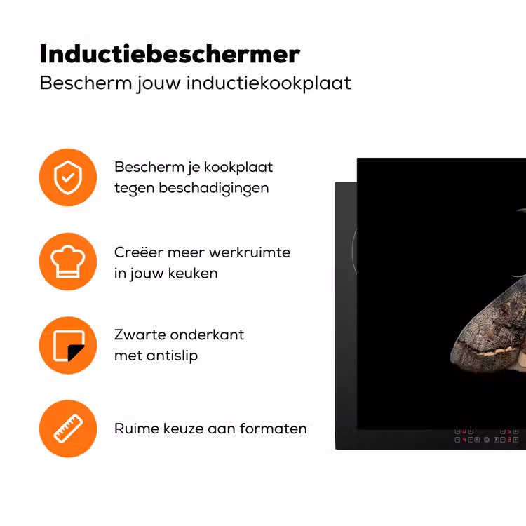 Mot - Bladachtig - Grijs Inductie beschermer vinyl 3mm klein -zzzzzzz-td-ups