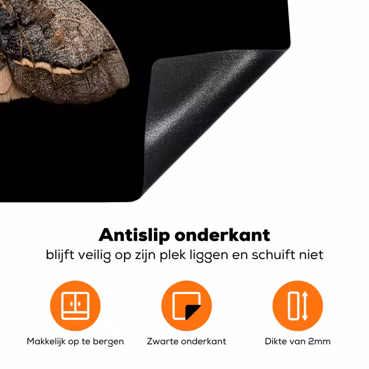 Mot - Bladachtig - Grijs Inductie beschermer vinyl 3mm klein -zzzzzzz-td-onderkant