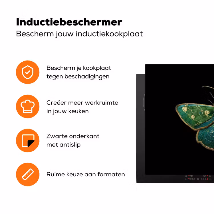 Mot - Levendig - Groen Inductie beschermer vinyl 3mm klein -zzzzzzz-td-ups