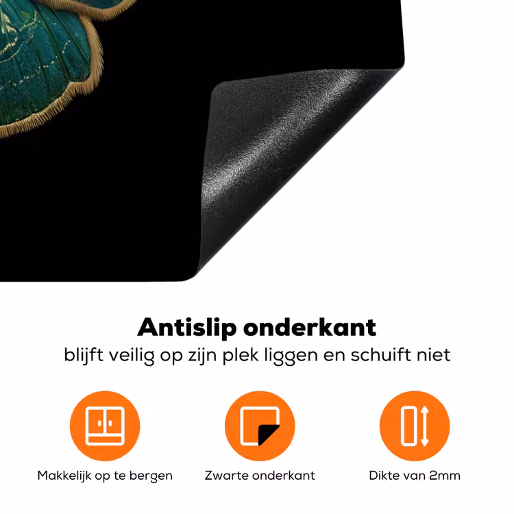 Mot - Levendig - Groen Inductie beschermer vinyl 3mm klein -zzzzzzz-td-onderkant