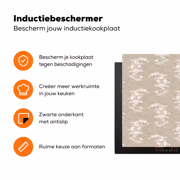 Motief - Beige - Linnen Inductie beschermer vinyl 3mm klein 276 -zzzzzzz-td-ups