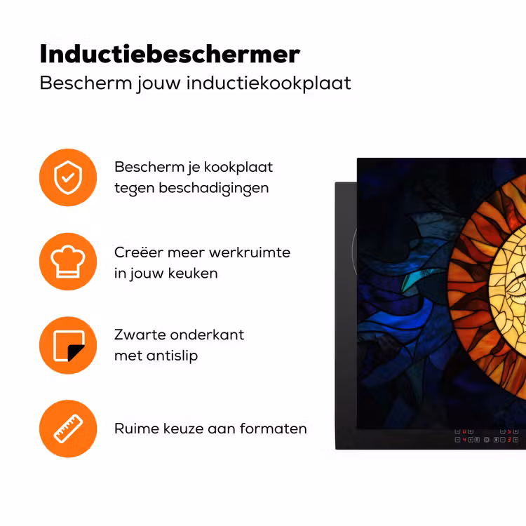 Mozaïek - Glas - Maan - Donkerblauw Inductie beschermer vinyl 3mm klein -zzzzzzz-td-ups