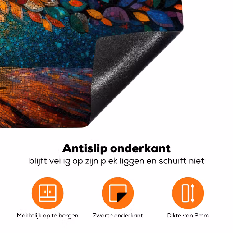 Mozaïek - Kleurrijk - Boom - Takken Inductie beschermer vinyl 3mm klein -zzzzzzz-td-onderkant