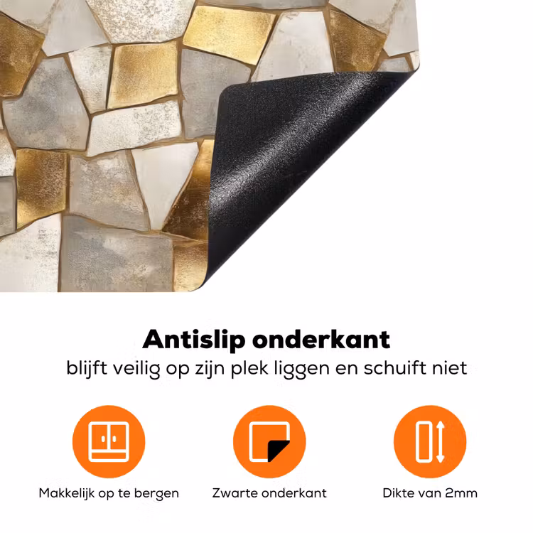 Mozaïek - Marmer - Goud Inductie beschermer vinyl 3mm klein 276 -zzzzzzz-td-onderkant