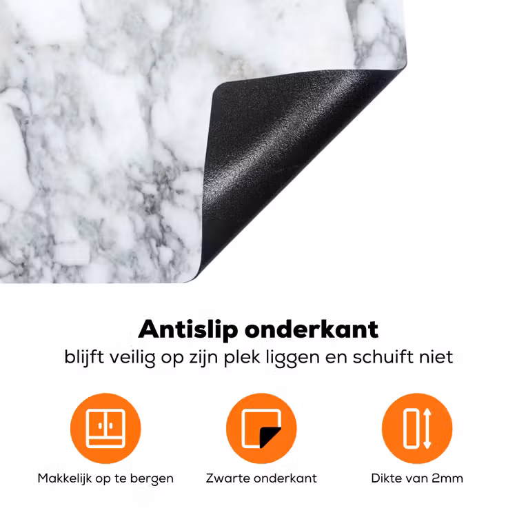 Mozaïek - Marmer - Wit - Onregelmatig Inductie beschermer vinyl 3mm klein 276 -zzzzzzz-td-onderkant