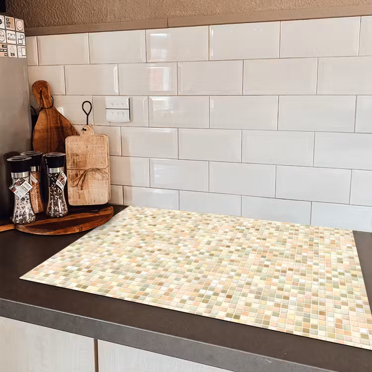Mozaïek - Patroon - Beige Inductie beschermer vinyl 3mm klein 276 -sfeer3
