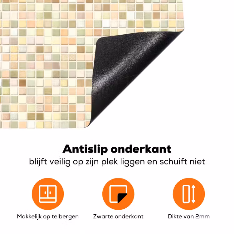 Mozaïek - Patroon - Beige Inductie beschermer vinyl 3mm klein 276 -zzzzzzz-td-onderkant