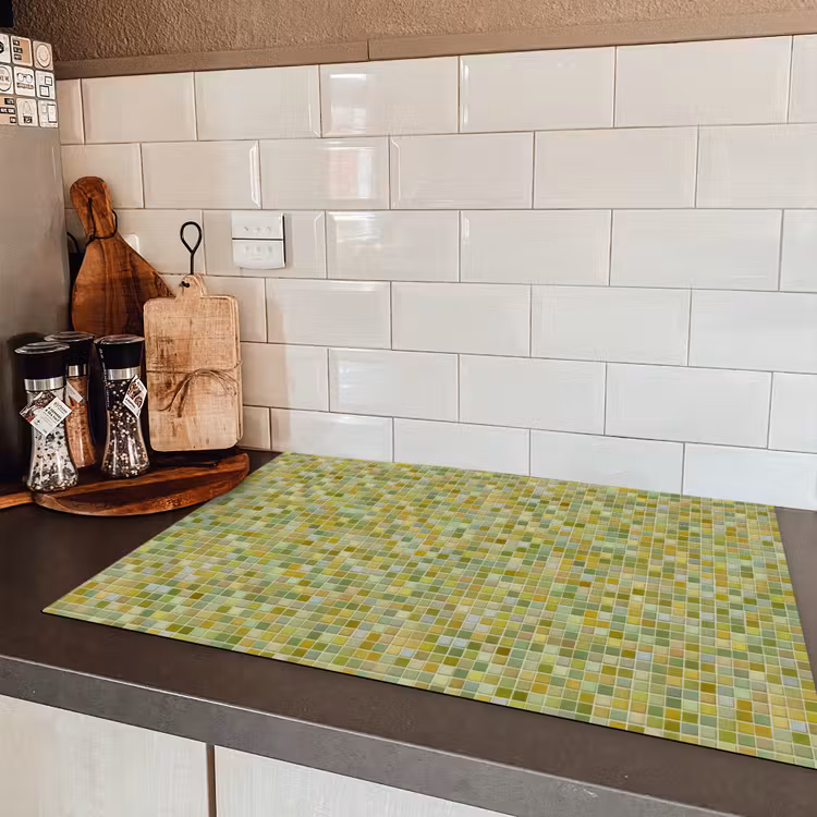 Mozaïek - Patroon - Groen Inductie beschermer vinyl 3mm klein 276 -sfeer3