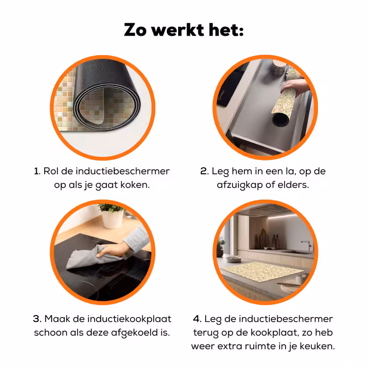 Mozaïek - Patroon - Terracotta Inductie beschermer vinyl 3mm klein 276 -zzzzzzz-td-werking
