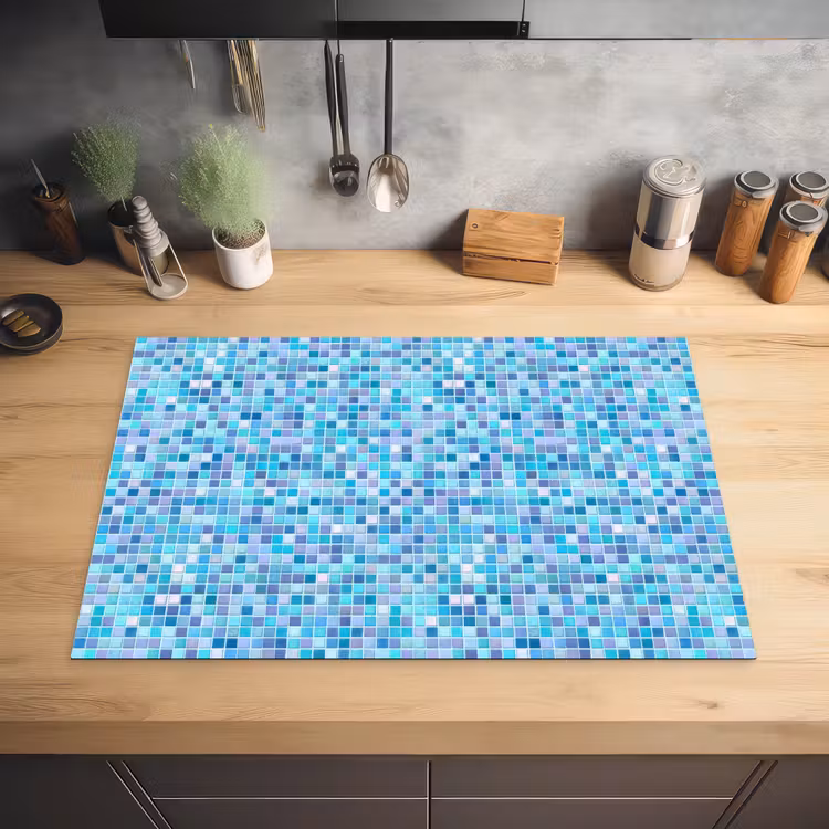 Mozaïek - Patroon - Turquoise Inductie beschermer vinyl 3mm klein 276 -sfeer5