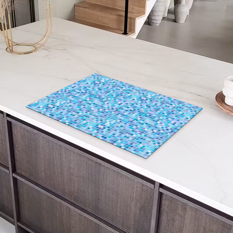Mozaïek - Patroon - Turquoise Inductie beschermer vinyl 3mm klein 276 -sfeer8