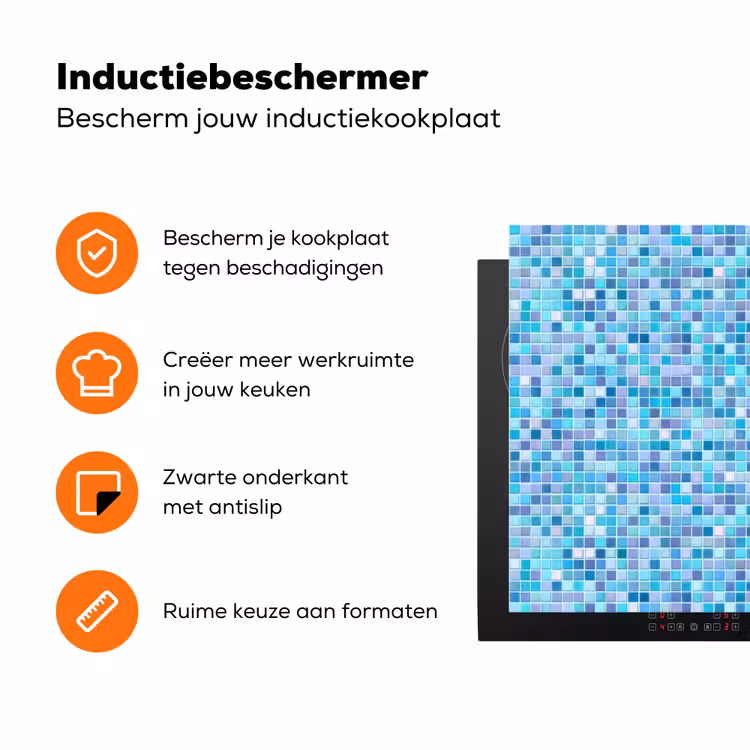 Mozaïek - Patroon - Turquoise Inductie beschermer vinyl 3mm klein 276 -zzzzzzz-td-ups