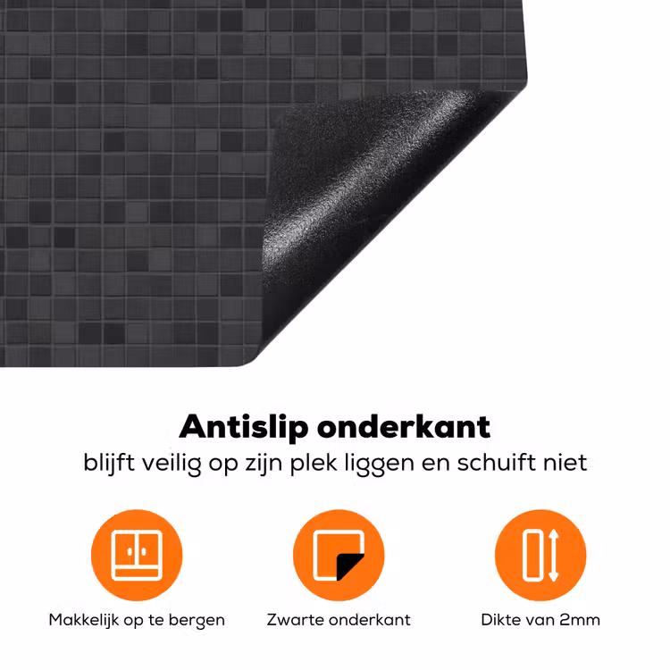 Mozaïek - Patroon - Zwart Inductie beschermer vinyl 3mm klein 276 -zzzzzzz-td-onderkant