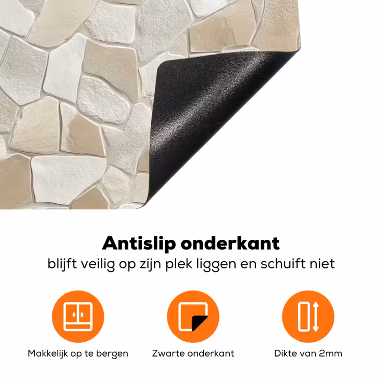 Mozaïek - Stenen - Beige Inductie beschermer vinyl 3mm klein 276 -zzzzzzz-td-onderkant