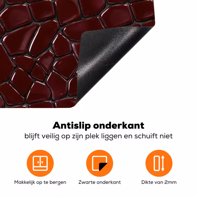 Mozaïek - Tegel - Bordeauxrood Inductie beschermer vinyl 3mm klein 276 -zzzzzzz-td-onderkant