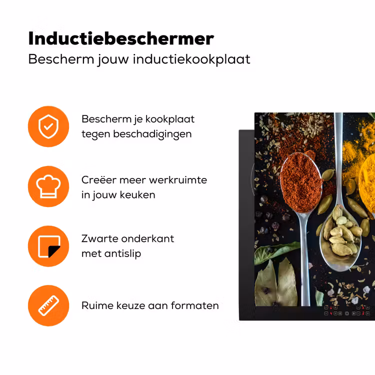 Mozaïek van Kruiden en Specerijen Inductie beschermer vinyl 3mm klein -zzzzzzz-td-ups