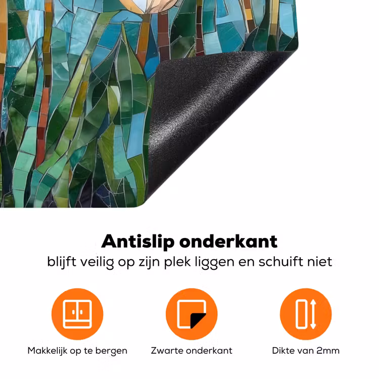 Mozaïek - Veld - Tulpen - Kleurrijk Inductie beschermer vinyl 3mm klein -zzzzzzz-td-onderkant