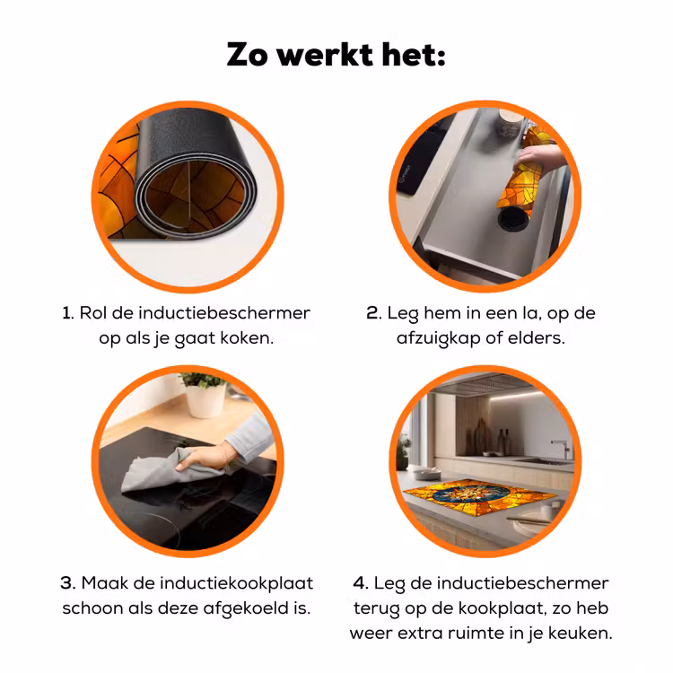 Mozaïek - Zon - Geel - Cirkel Inductie beschermer vinyl 3mm klein -zzzzzzz-td-werking