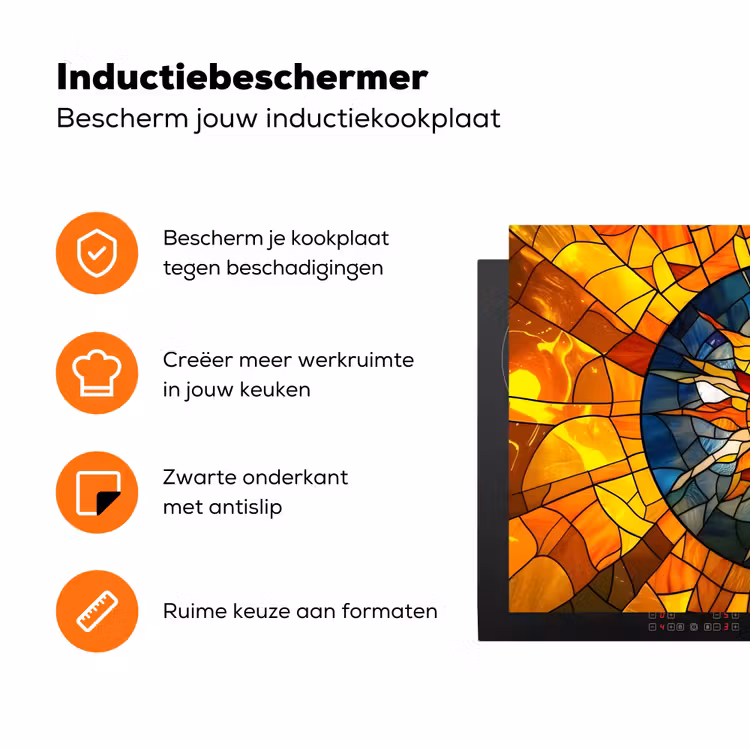 Mozaïek - Zon - Geel - Cirkel Inductie beschermer vinyl 3mm klein -zzzzzzz-td-ups