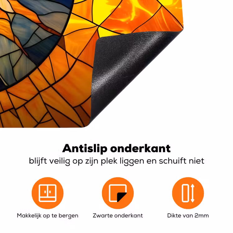 Mozaïek - Zon - Geel - Cirkel Inductie beschermer vinyl 3mm klein -zzzzzzz-td-onderkant