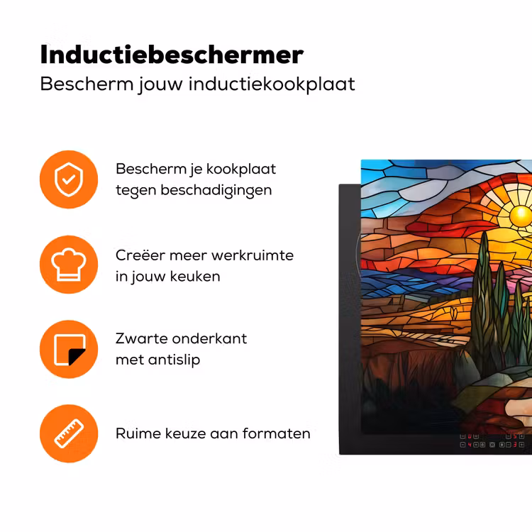 Mozaïek - Zon - Landschap - Dorp Inductie beschermer vinyl 3mm klein -zzzzzzz-td-ups