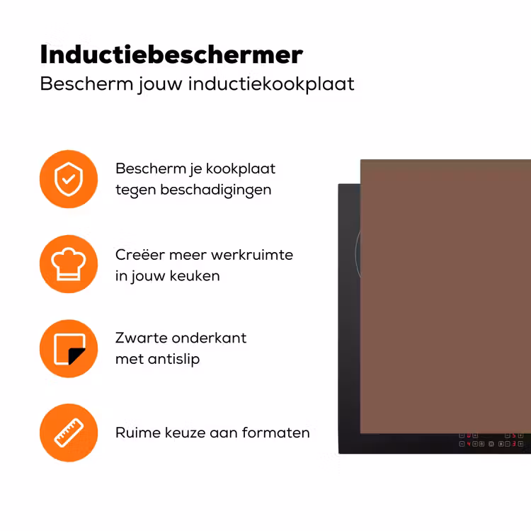 Muted - Chestnut - Bruin Inductie beschermer vinyl 3mm klein 276 -zzzzzzz-td-ups