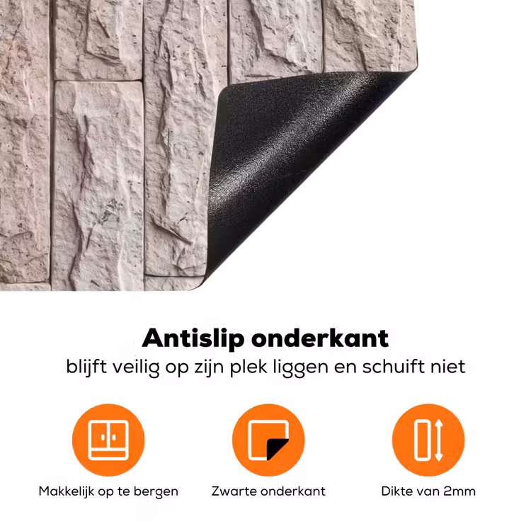 Muur - Steen - Ruw - Beige - Textuur Inductie beschermer vinyl 3mm klein -zzzzzzz-td-onderkant