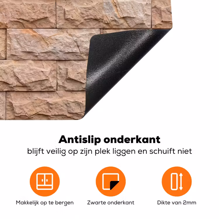 Muur - Steen - Ruw - Textuur - Beige Inductie beschermer vinyl 3mm klein -zzzzzzz-td-onderkant